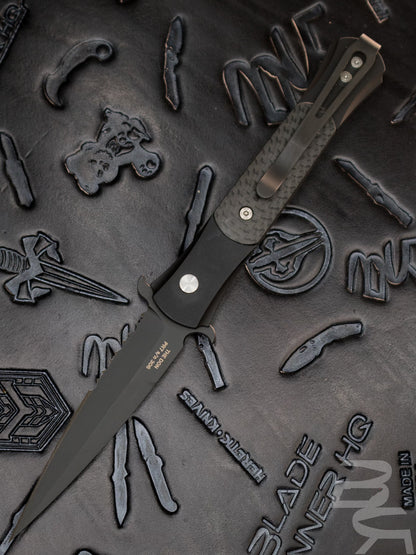 Pro-Tech The Don Automatic Knife Black/Carbon Fiber (3.5" Black) 1705 Serrated PR7