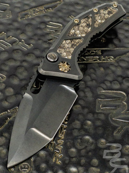 Heretic Knives Custom *Trade IN* Medusa Automatic, DLC Ti/Rattlesnake Inlay 3" DLC Compound Grind