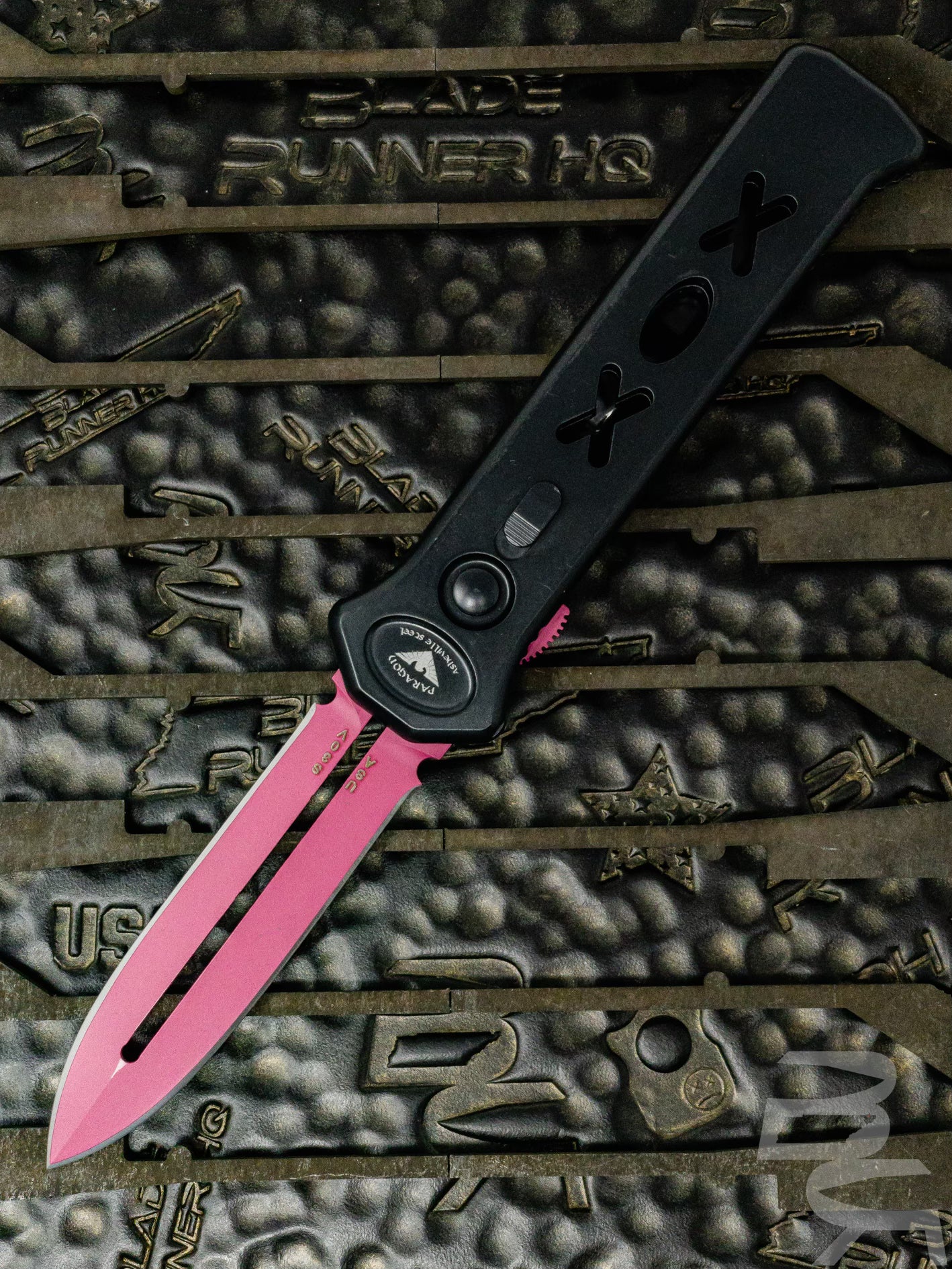Paragon Para X OTF D/E Automatic Knife Black XOX (3.5" Pink)